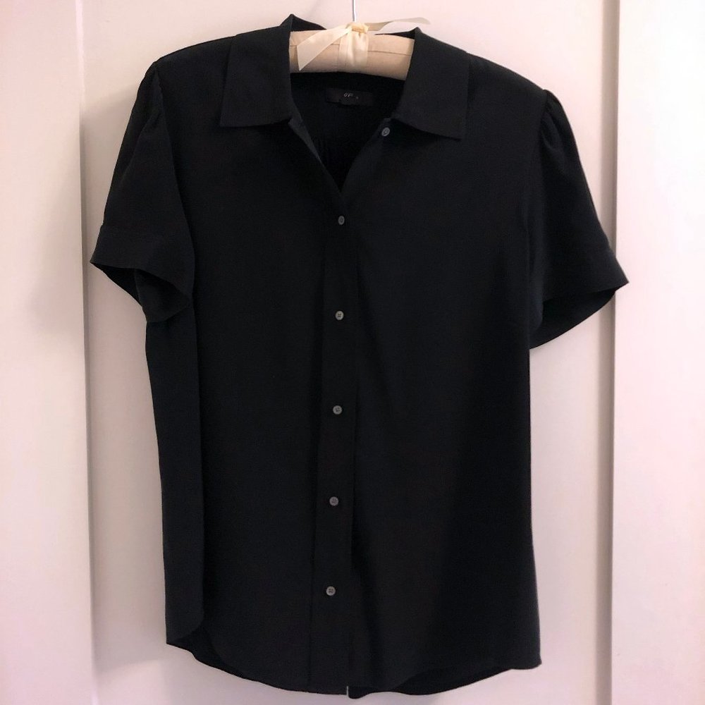 J. Crew Short sleeve shirt in Better Silk, black,